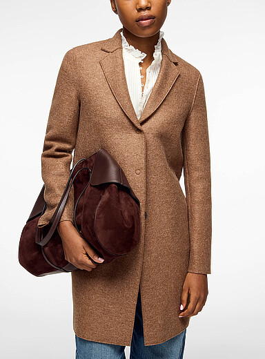 Harris Wharf London: Le manteau en laine press&eacute;e Cocoon Brun clair pour femme