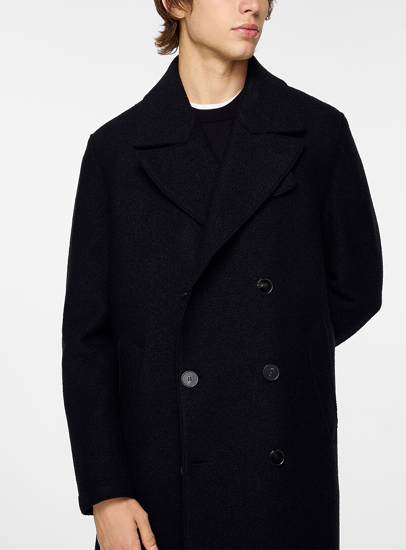 Double-breasted boiled wool overcoat product image 2