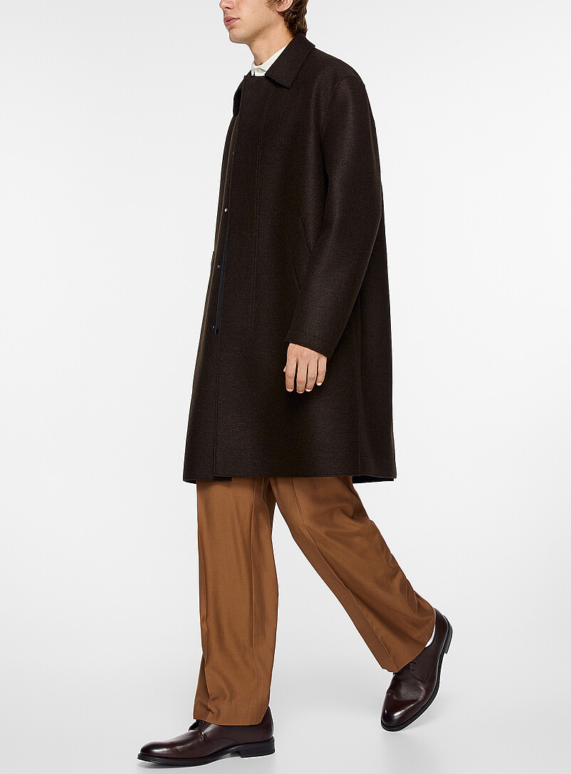 Zipped pressed wool overcoat product image (primary)