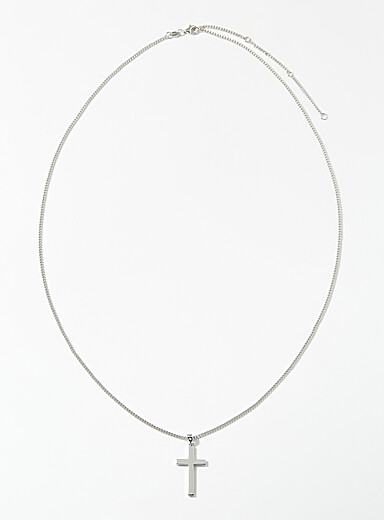 JeryWe Collier Homme Femme Croix Pendentif Classique Chaîne Minimaliste 56cm/61cm - Bijoux Acier Inoxydable