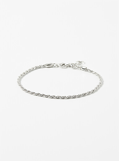 Cord-link silver bracelet