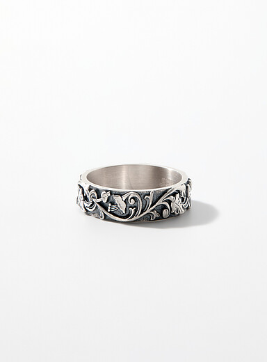 Serge DeNimes: La bague feuillage grav&eacute; Argent pour homme