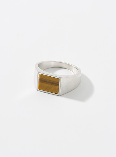 Serge DeNimes Silver Tiger's eye silver ring for men