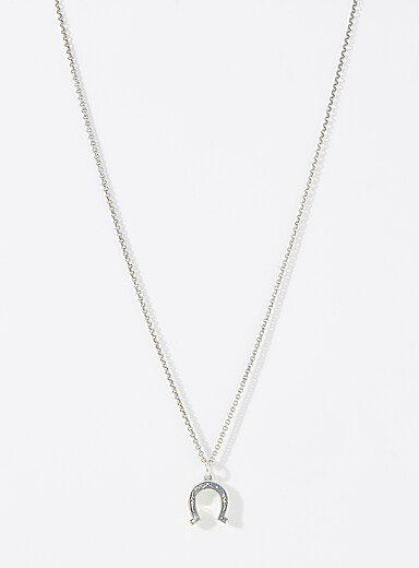 Horseshoe silver pendant necklace