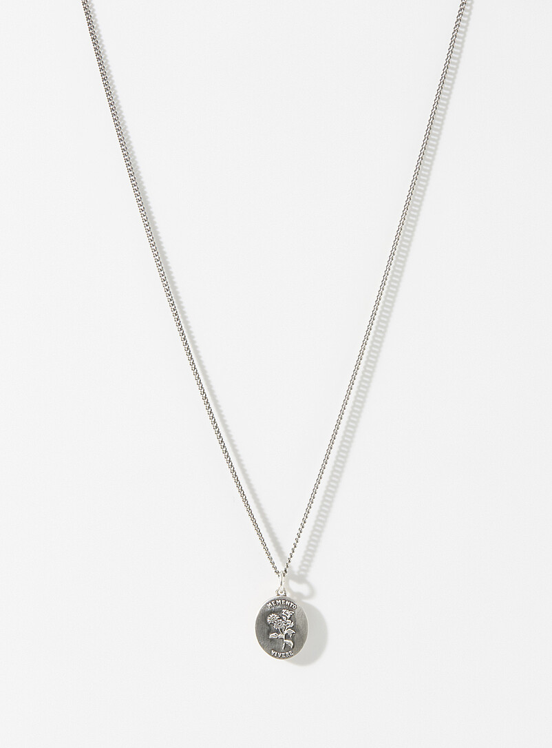 Engraved Flower Pendant Necklace