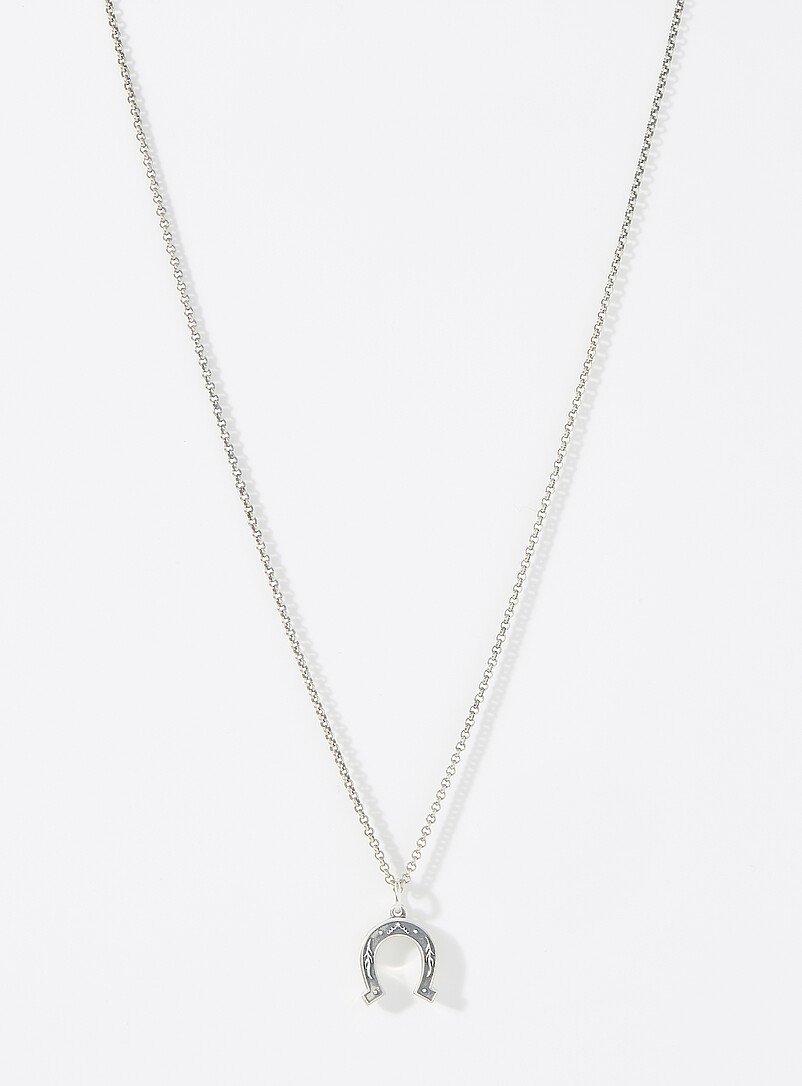 Horseshoe silver pendant necklace product image (primary)