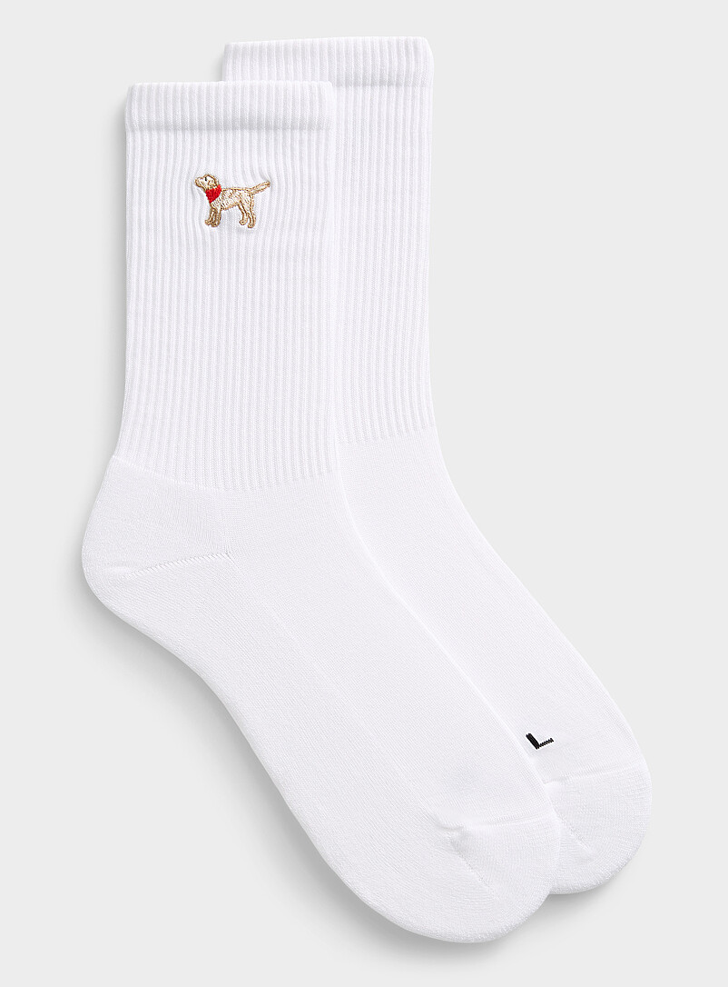 Embroidered Little Dog Ribbed Socks In Support Of The Mira Foundation