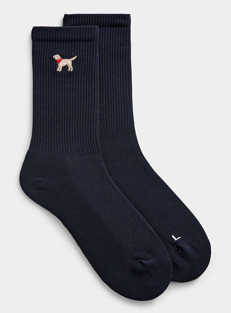 Embroidered little dog ribbed socks In support of the Mira Foundation product image (primary)