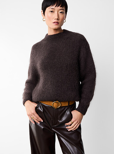 Boxy fuzzy wool-blend sweater <b>Exclusive collection from Italy</b>