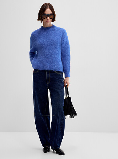 Boxy fuzzy wool-blend sweater <b>Exclusive collection from Italy</b>