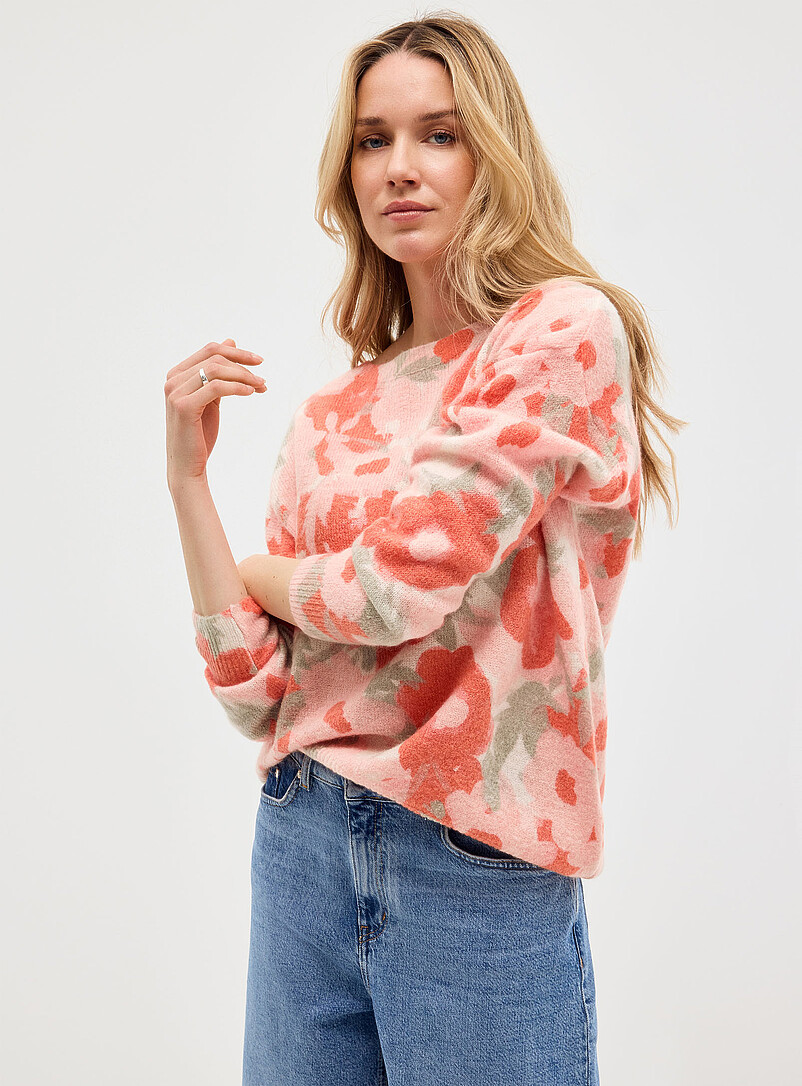 Colourful flower garden fuzzy knit sweater | Contemporaine | | Simons