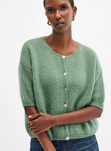 Le cardigan filamenteux &eacute;court&eacute; laine et mohair <b>Collection exclusive d'Italie</b>