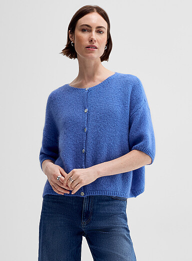 Le cardigan filamenteux &eacute;court&eacute; laine et mohair <b>Collection exclusive d'Italie</b>