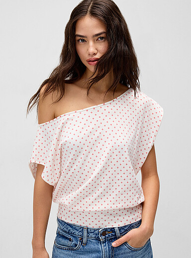 Twik: Le chandail encolure roulott&eacute;e &agrave; motif Blanc cass&eacute; pour femme