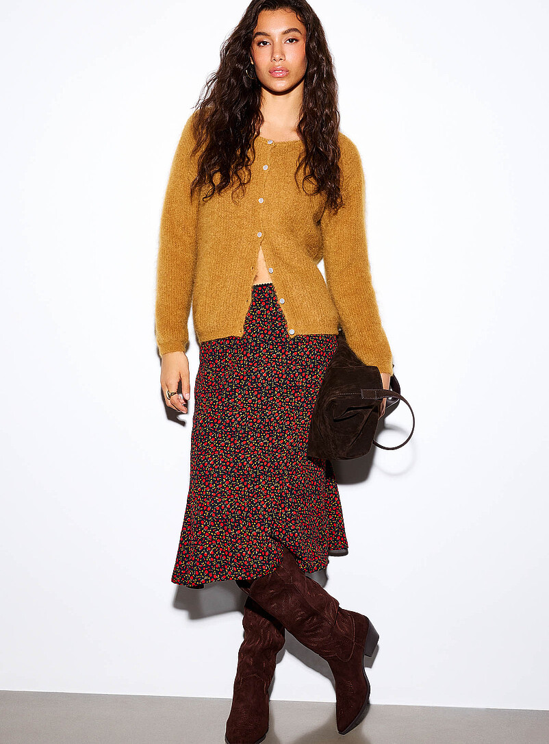Touch of alpaca boat-neck fuzzy cardigan product image 2