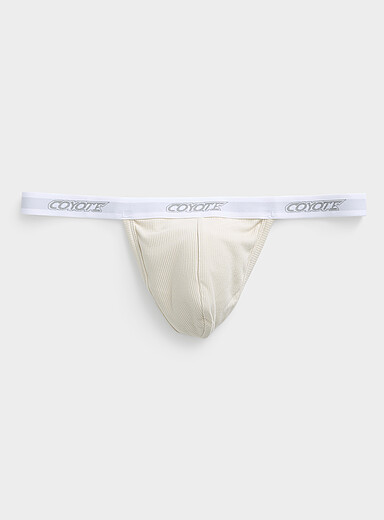 Coyote Jocks Ecru/Linen Ribbed thong Cotton for men