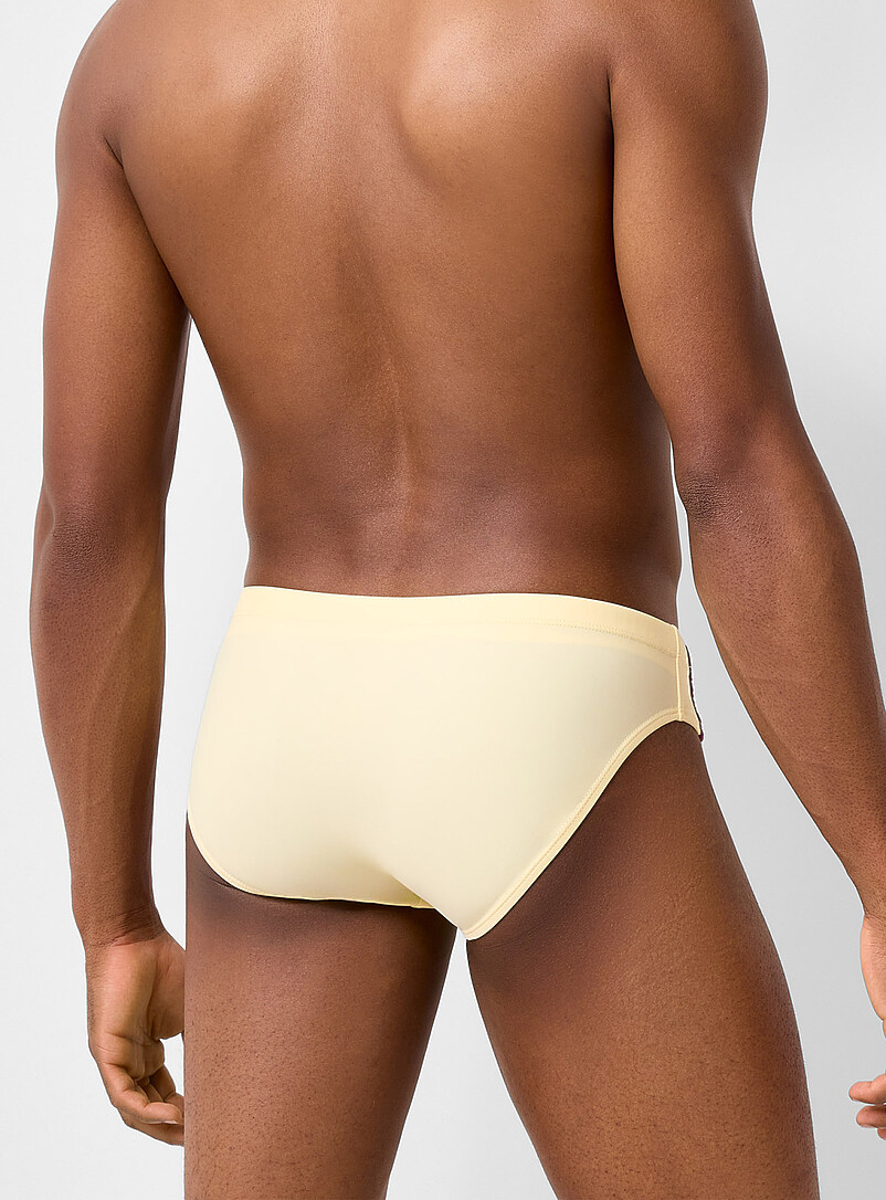 Coyote Jocks: Le maillot slip rayures lis&eacute;r&eacute;es Jaune ma&iuml;s - Vanille pour homme