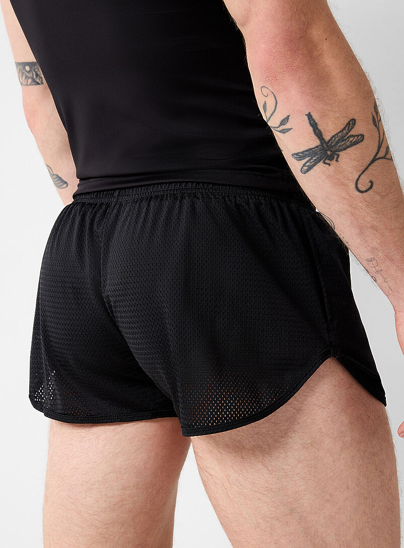 Coyote Jocks: Le short court jersey filet r&eacute;tro Noir pour homme