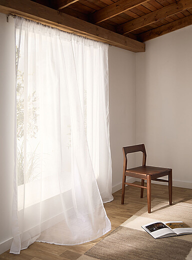Openwork stripes sheer curtain <b>Single panel</b> 140 x 220&nbsp;cm