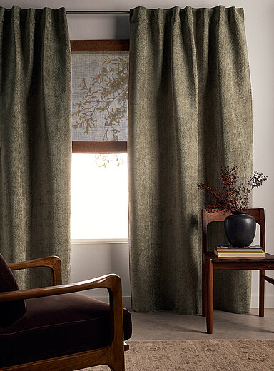 Basket-weave style velvety blackout curtain <b>One panel</b> 140 x 220&nbsp;cm
