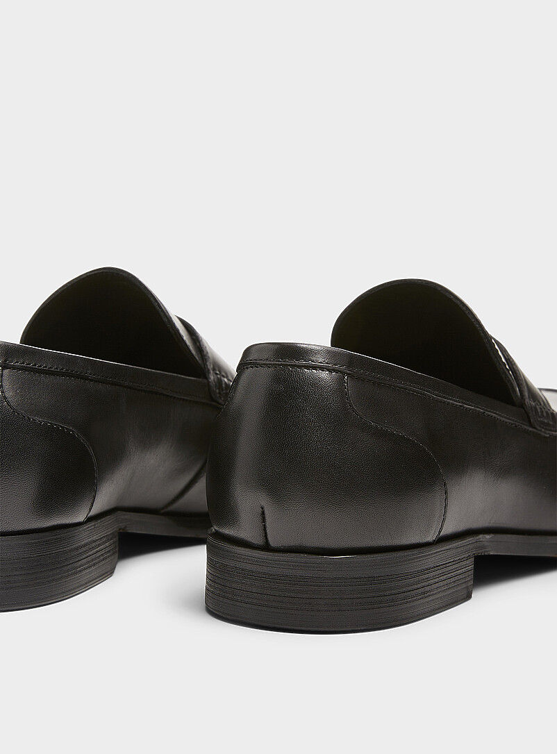 Simons Black Minimalist leather penny loafers Men for men