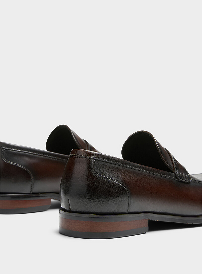 Simons Black Minimalist leather penny loafers Men for men