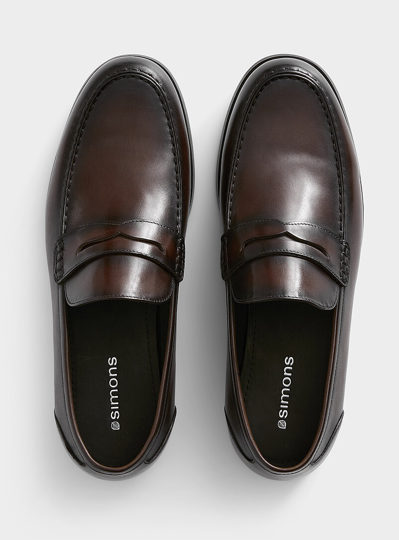 Simons Black Minimalist leather penny loafers Men for men