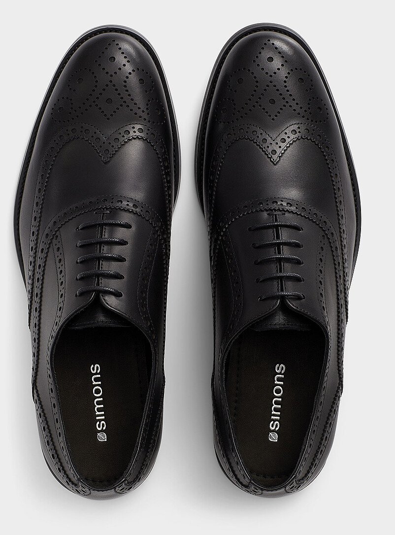 Simons: La chaussure brogue en cuir Homme Chocolat - Espresso pour homme