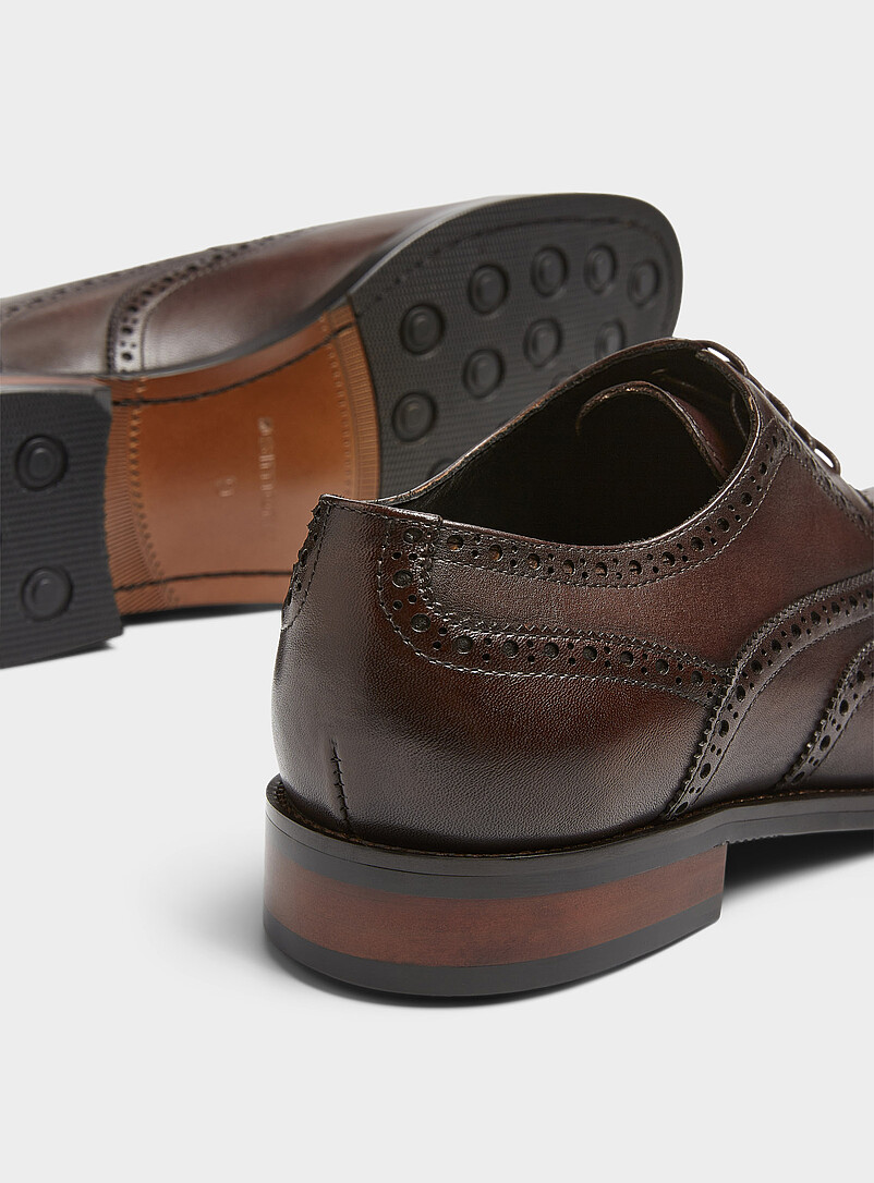 Simons: La chaussure brogue en cuir Homme Chocolat - Espresso pour homme