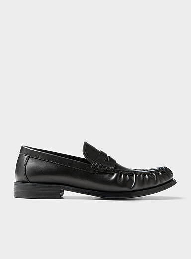 Simons: Le fl&acirc;neur penny bout fronc&eacute; cuir Homme Noir pour homme
