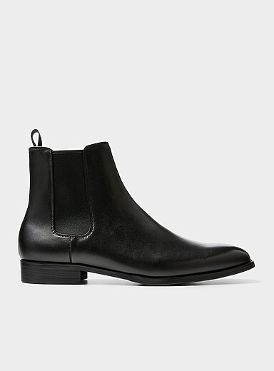 Simons Black Leather Chelsea boots Men for men