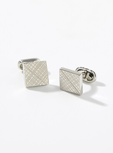 Etched check cufflinks