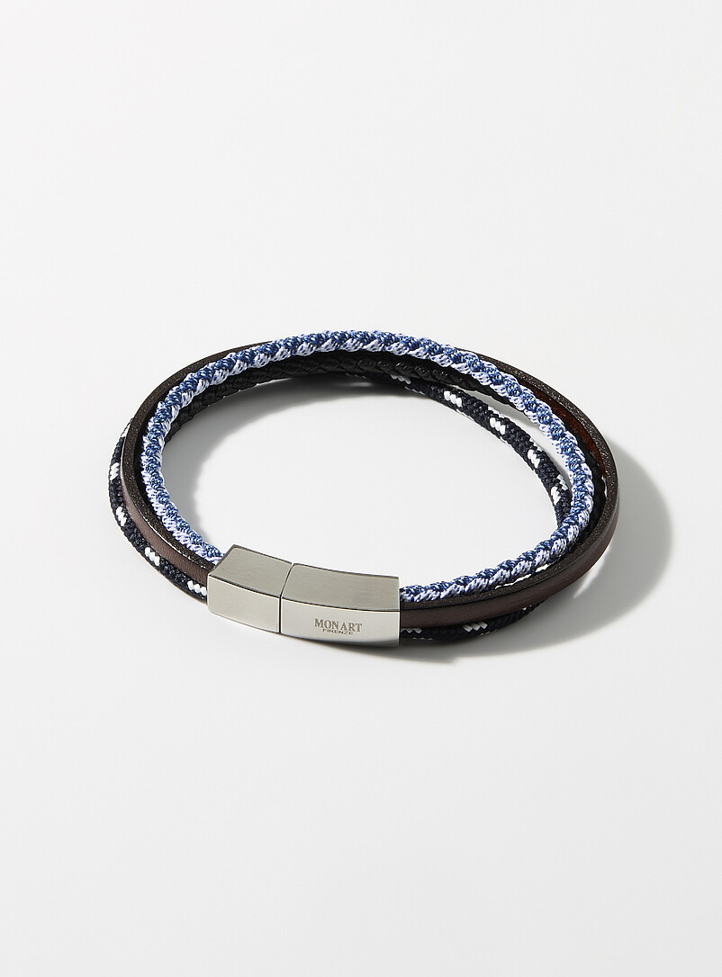 Multiple-Row Leather-And-Cord Bracelet