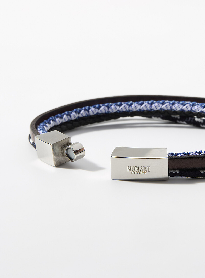 Multiple-row leather-and-cord bracelet product image 2