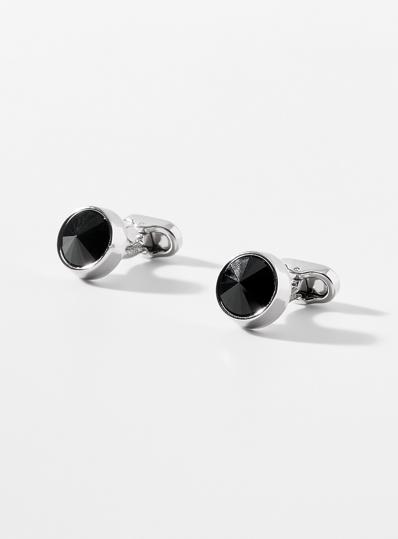 Black Swarovski crystal cufflinks product image (primary)
