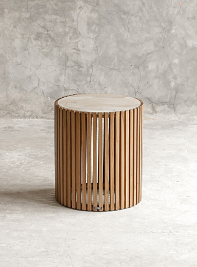 Natural essences openwork rounded side table | CRUSOË | | Simons