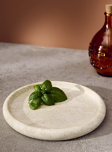 Polished marble round tray