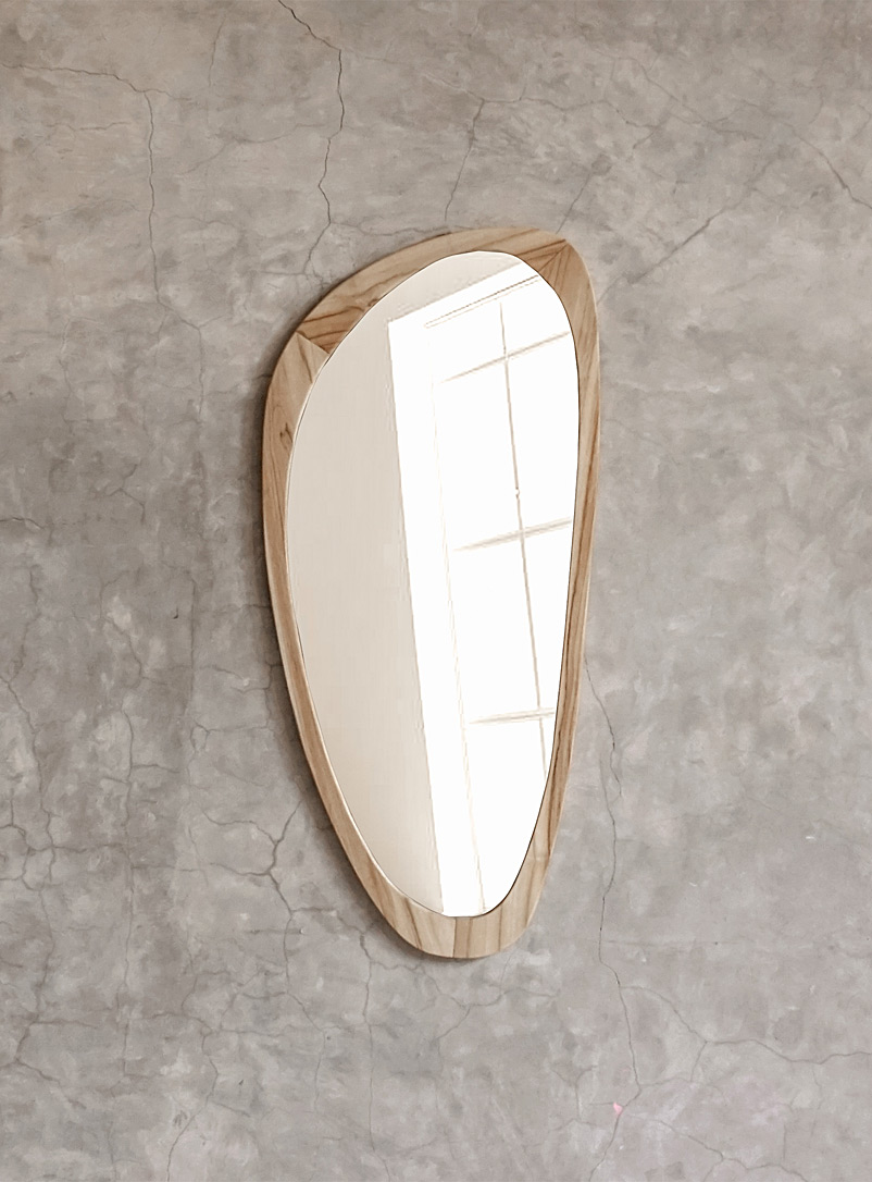 Wood trim asymmetrical mirror product image (primary)