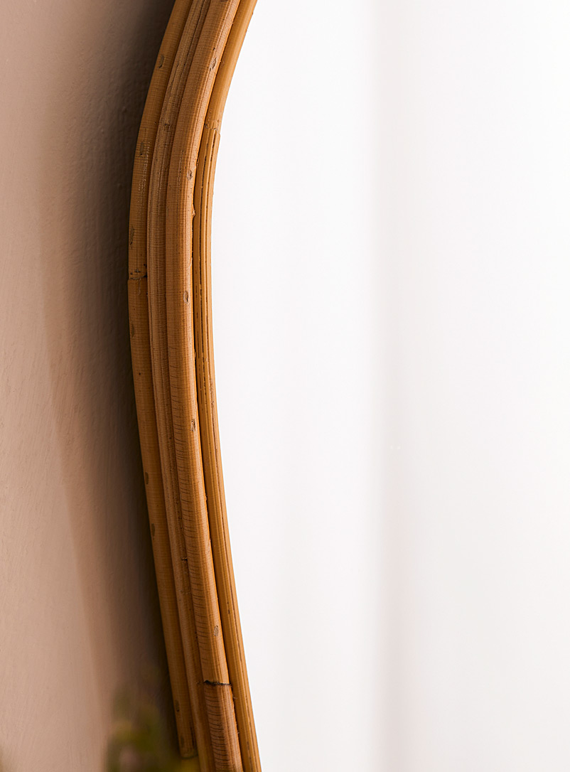 Rattan trim asymmetrical mirror product image 2