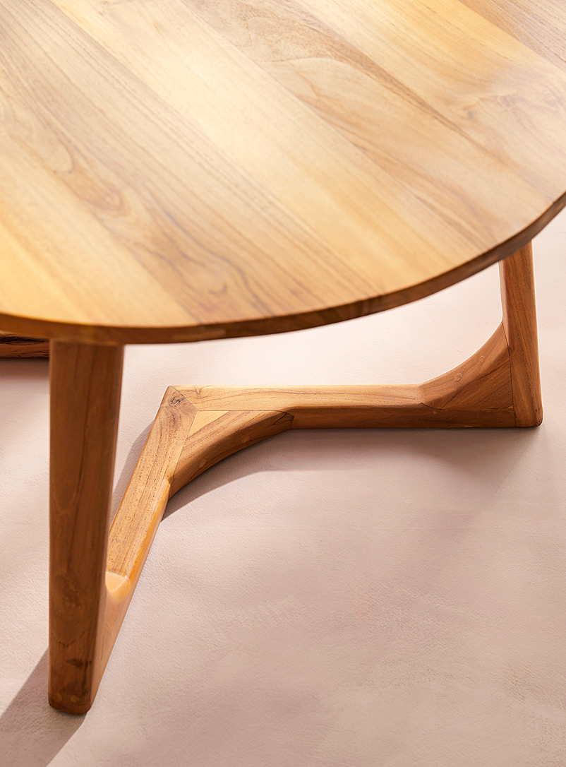 Minimalist rounded teakwood coffee table product image 2