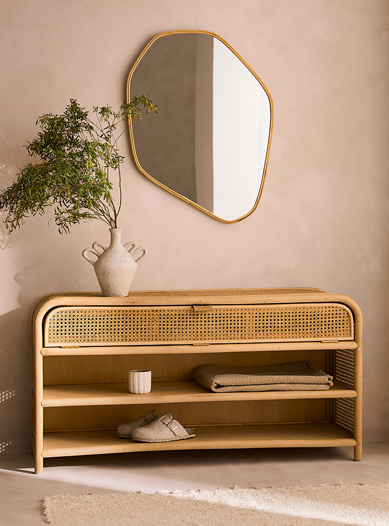Sleek Natural Rattan Hutch