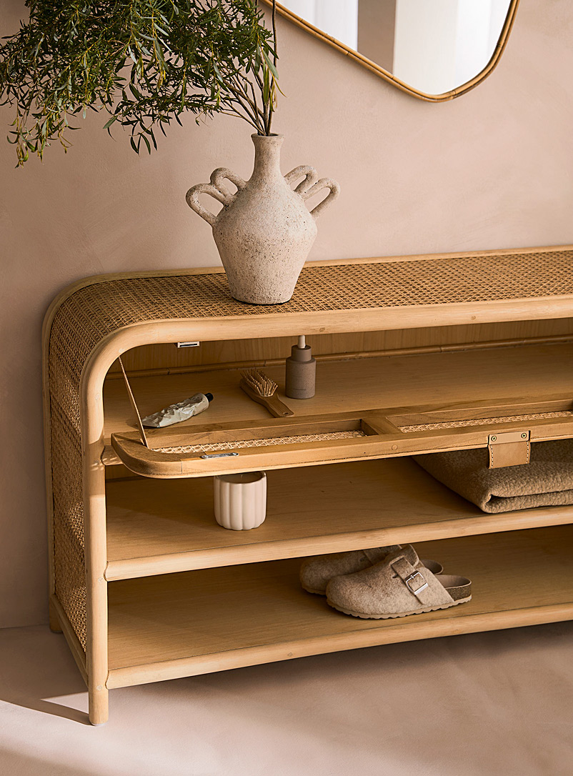 Sleek natural rattan hutch product image 2