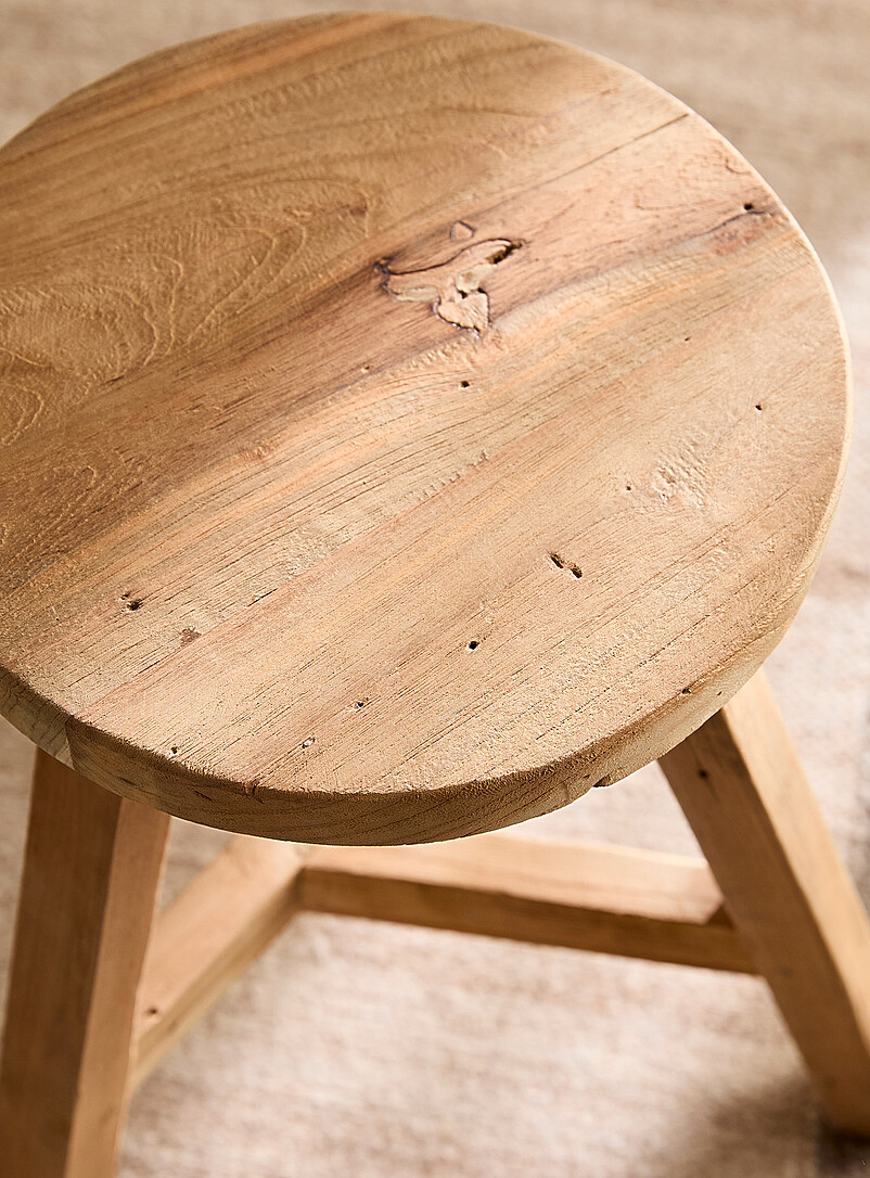 Recycled teak vintage round stool product image 2