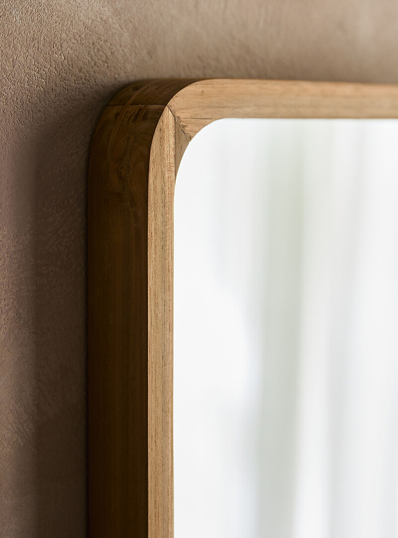Lyndi teak rounded mirror product image 2