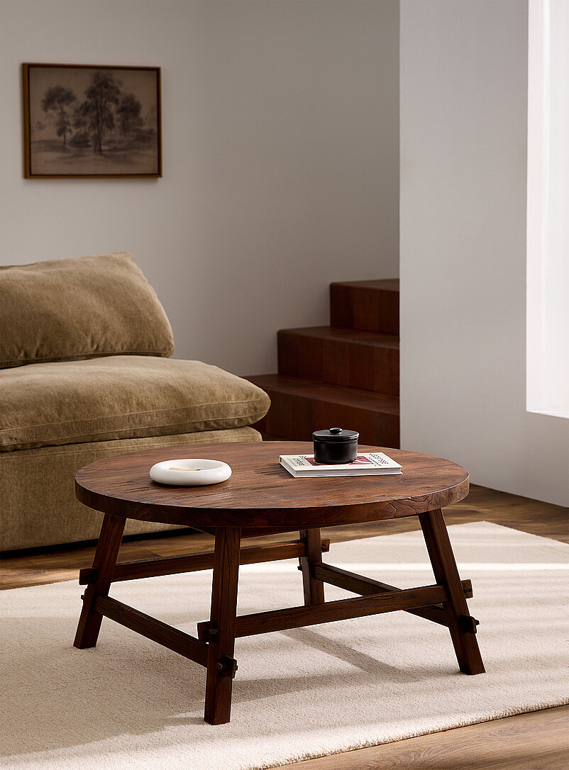 Monarch round teak wood coffee table product image (primary)