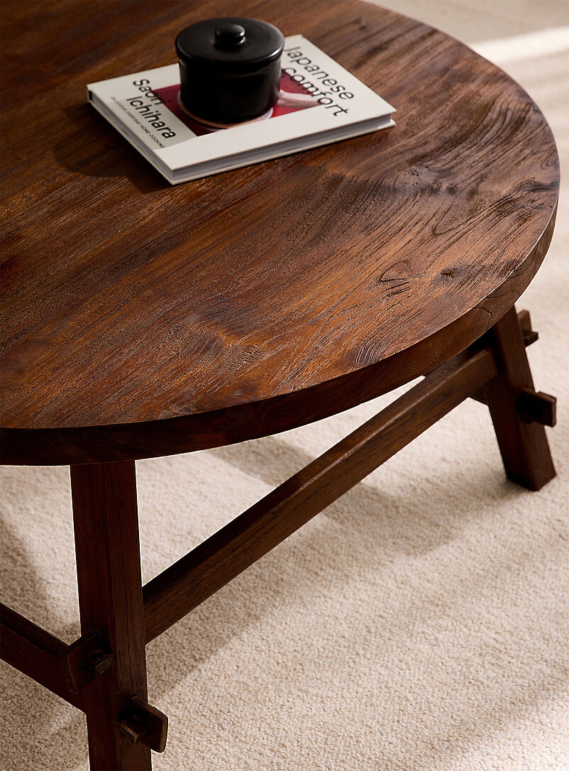 Monarch round teak wood coffee table product image 2