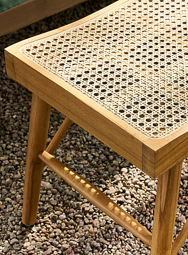 Le banc bois de Mindi et rotin Riopel