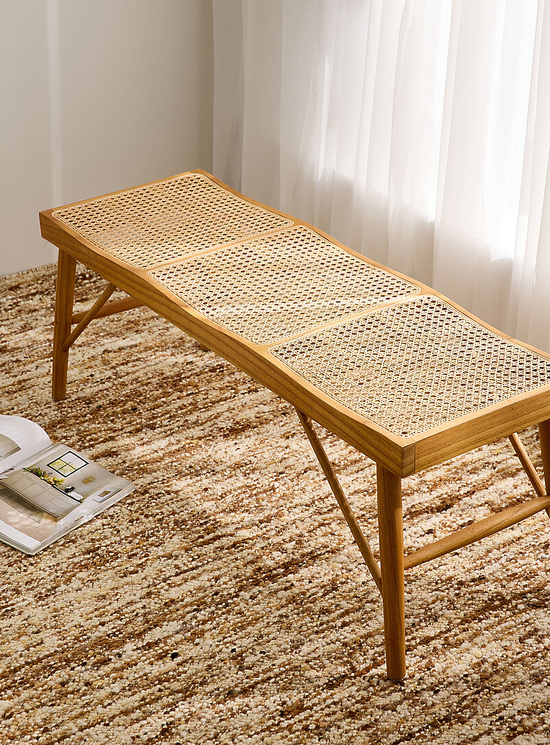 Riopel Mindi wood and rattan bench product image 3