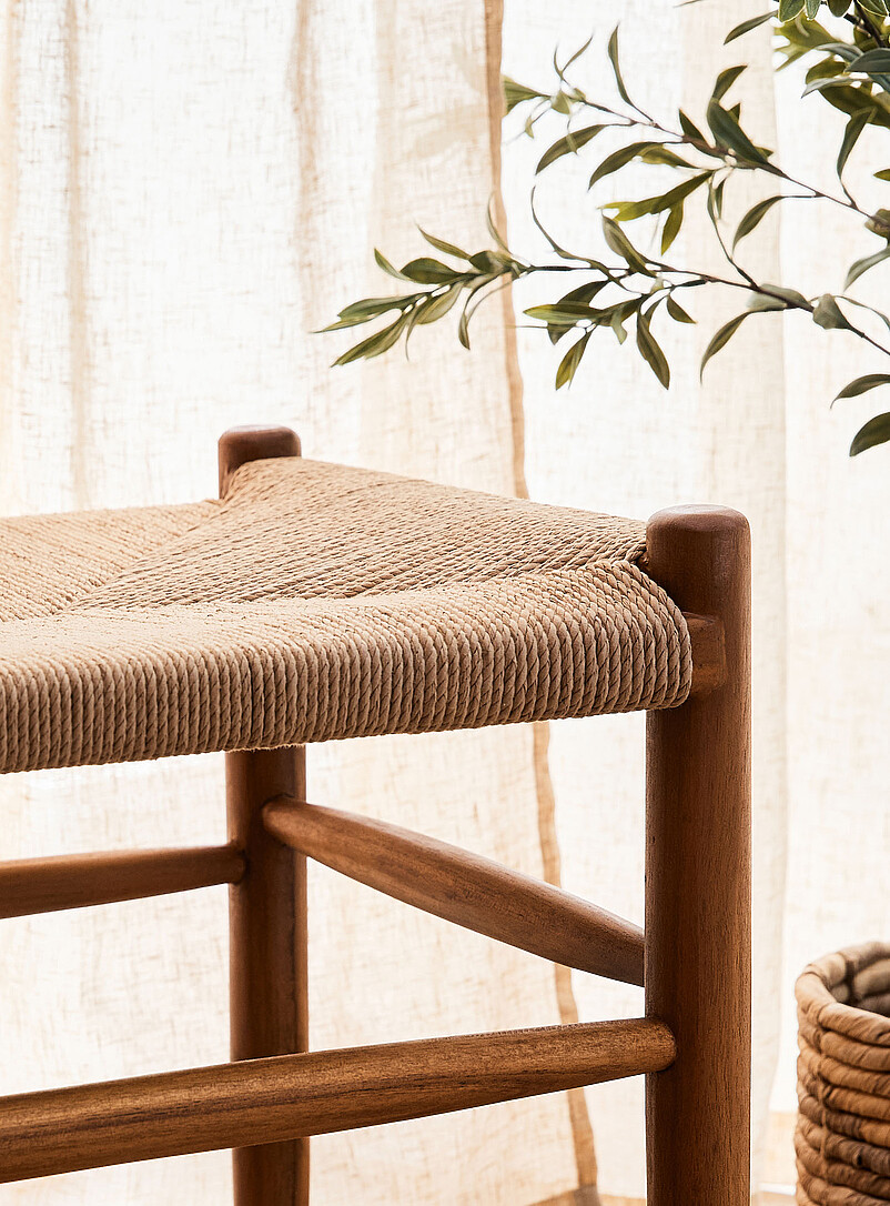 Ubud woven seat teak wood bench product image 2