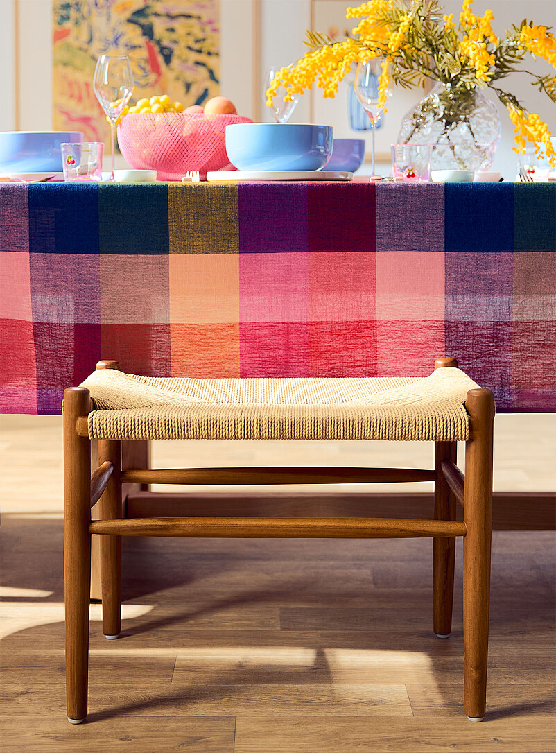 Ubud woven seat teak wood bench product image 3